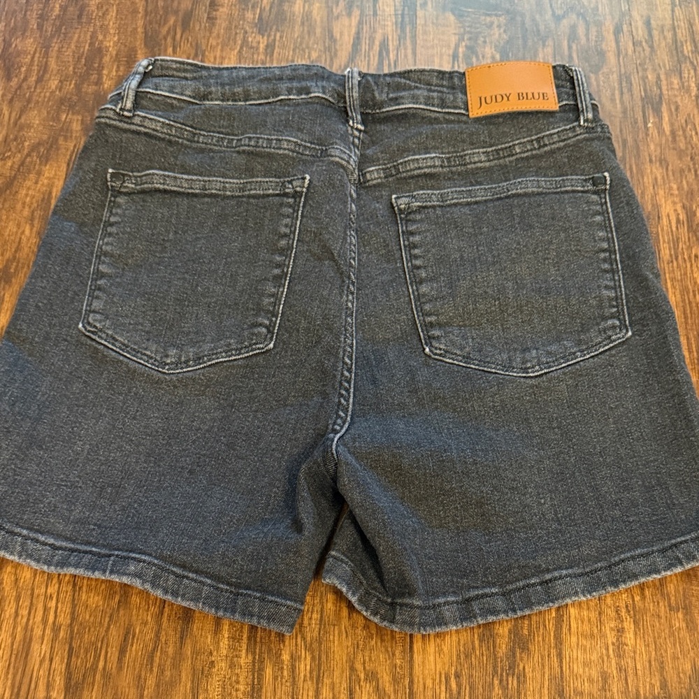 Judy Blue Women's Jean Shorts in Blue, Black, and White - Picture 15 of 16